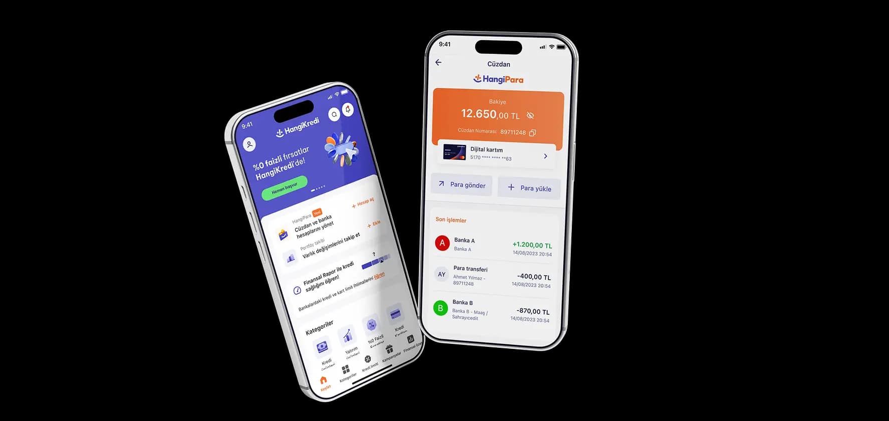 HangiKredi uygulaması telefon mockup’ı